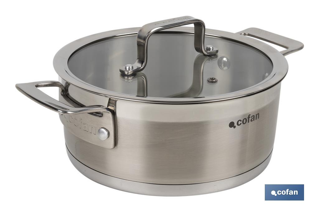 Stainless-steel pots | Available in different capacities | Lid included | Cadenza Model - Cofan