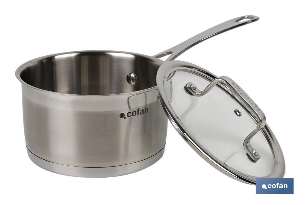 Stainless-steel saucepan | Capacity: 1.7 litres | Lid included | Cadenza Model - Cofan