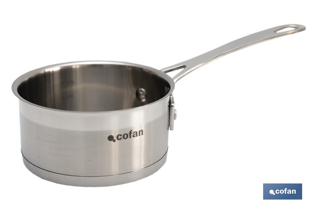 Casserole en acier inoxydable | Capacité de 1 litre | Couvercle non inclus | Modèle Cadenza - Cofan