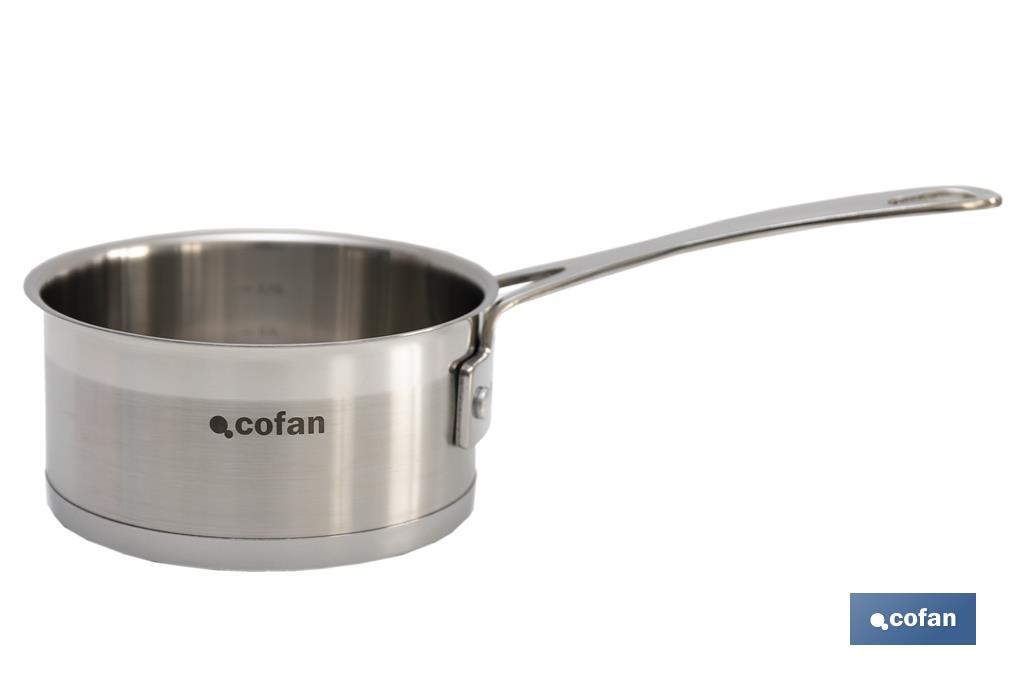 Casserole en acier inoxydable | Capacité de 1 litre | Couvercle non inclus | Modèle Cadenza - Cofan