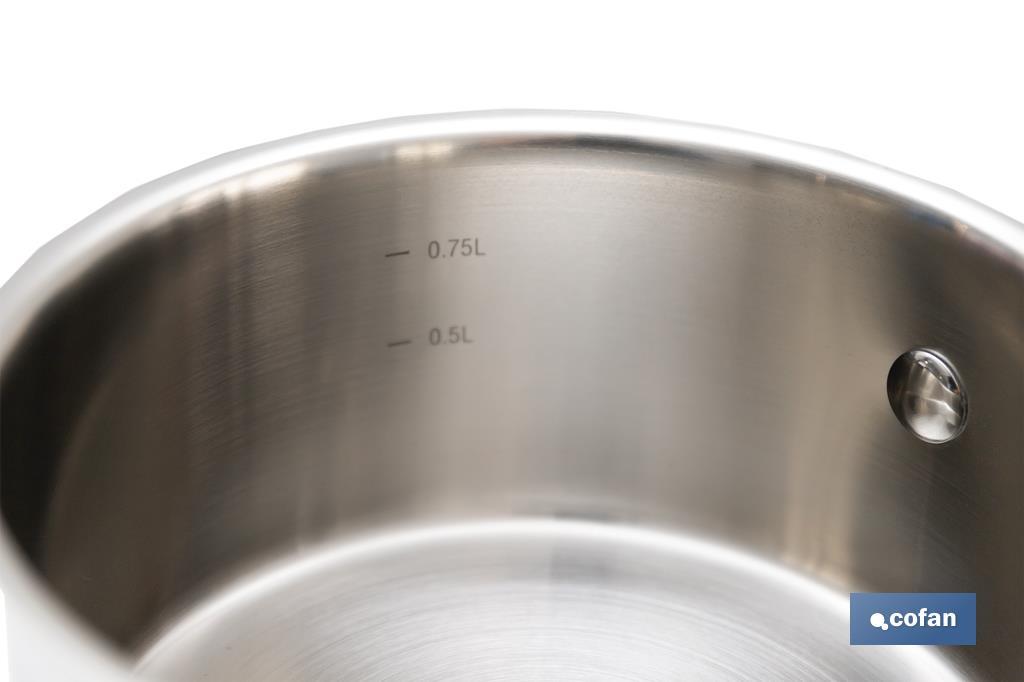 Stainless-steel saucepan | Capacity: 1 litre | Lid not included | Cadenza Model - Cofan