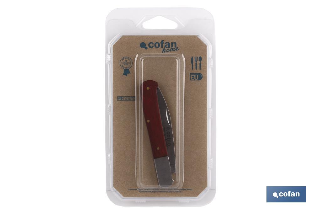 Drop point blade pocket knife | Blade size: 8cm| Brown | Stainless-steel blade - Cofan