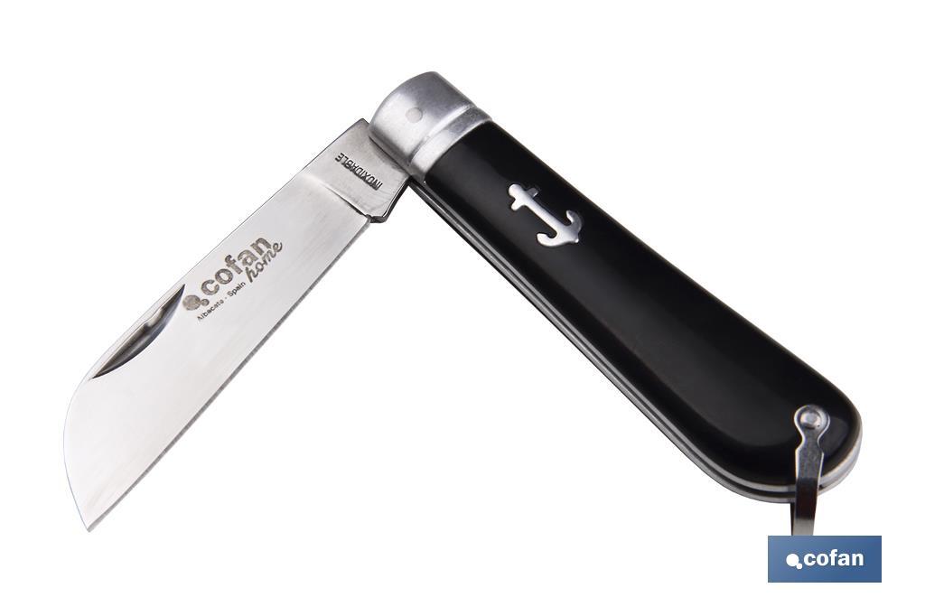 Naval pocket knife | Blade size: 8cm | Sheepsfoot blade | Stainless-steel blade | Polypropylene handle | Black - Cofan