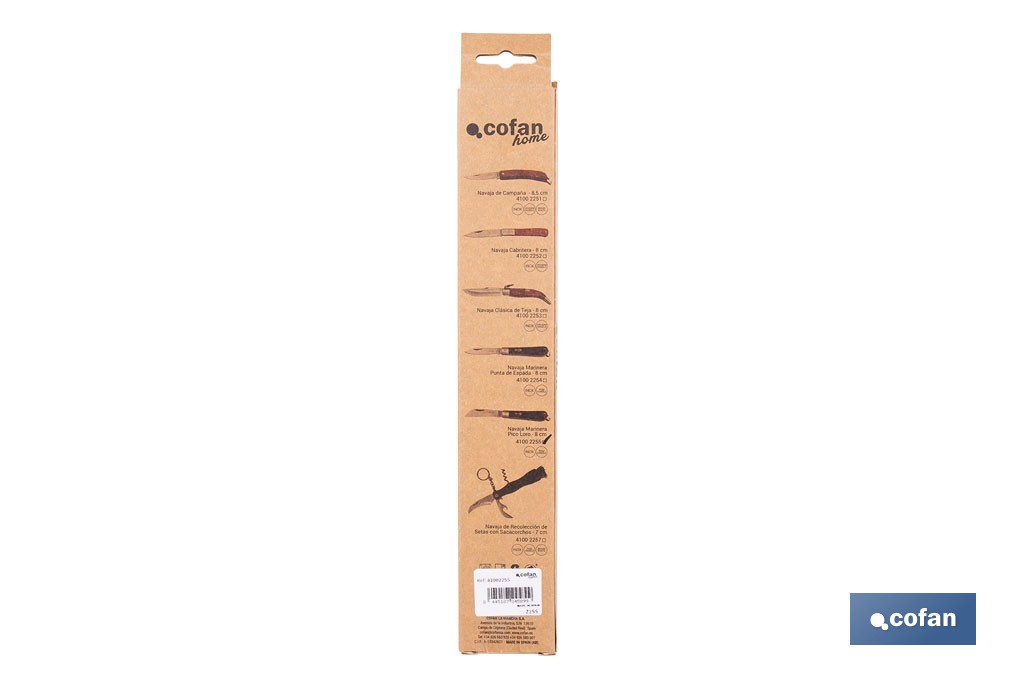 Naval pocket knife | Blade size: 8cm | Sheepsfoot blade | Stainless-steel blade | Polypropylene handle | Black - Cofan