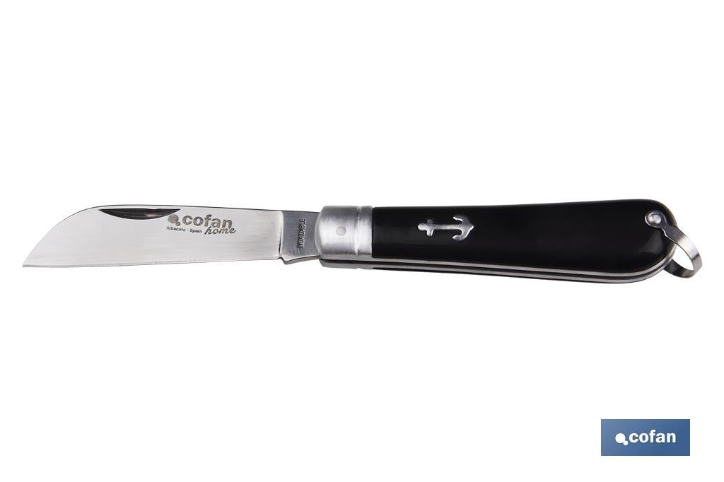 Naval pocket knife | Blade size: 8cm | Sheepsfoot blade | Stainless-steel blade | Polypropylene handle | Black - Cofan