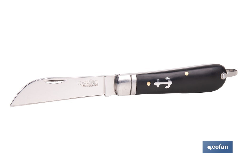Naval pocket knife | Blade size: 8cm | Sheepsfoot blade | Stainless-steel blade | Polypropylene handle | Black - Cofan