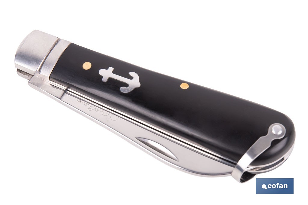 Naval pocket knife | Blade size: 8cm | Sheepsfoot blade | Stainless-steel blade | Polypropylene handle | Black - Cofan