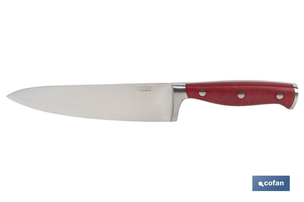 Coltello da cucina con forgiatura francese | Rosso | Varie misure - Cofan