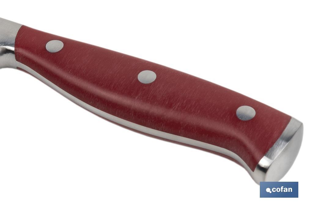 Cuchillo de Cocina con Forjado Francés | En Color Rojo | Diferentes Medidas - Cofan