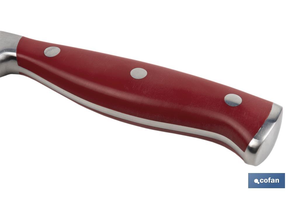 Cuchillo de Cocina con Forjado Francés | En Color Rojo | Diferentes Medidas - Cofan