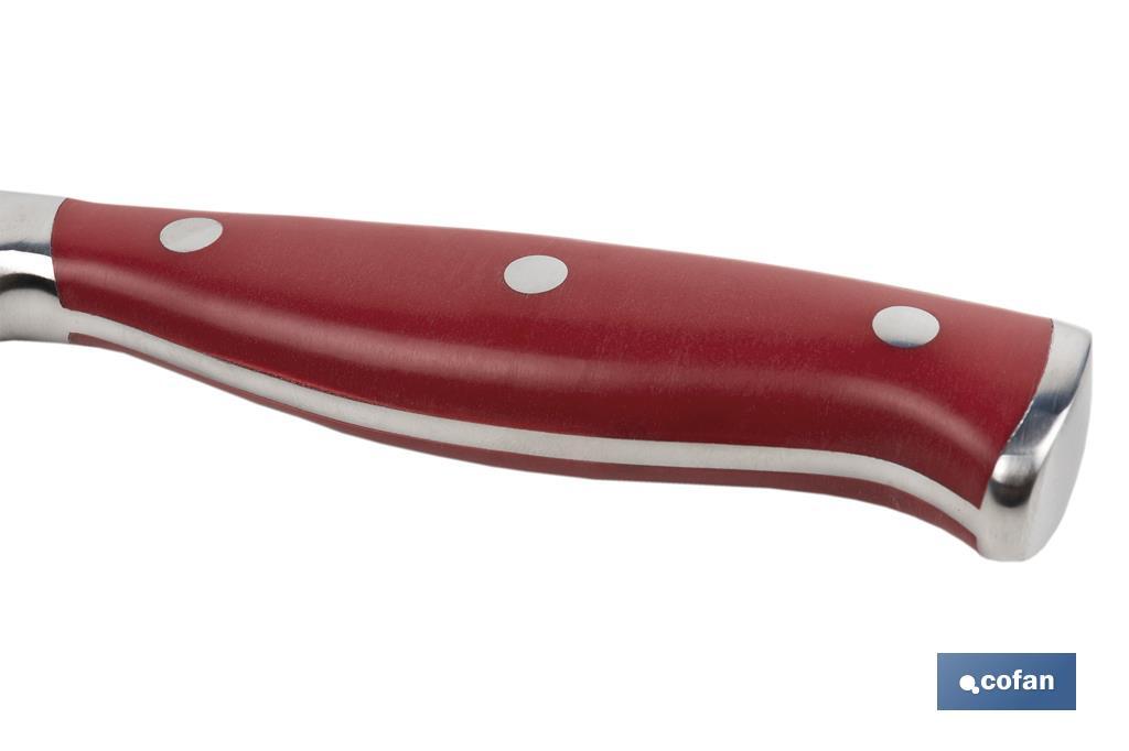 Couteau à Pain avec Forgeage Français | En Couleur Rouge | Dimension de la lame de 21 cm - Cofan