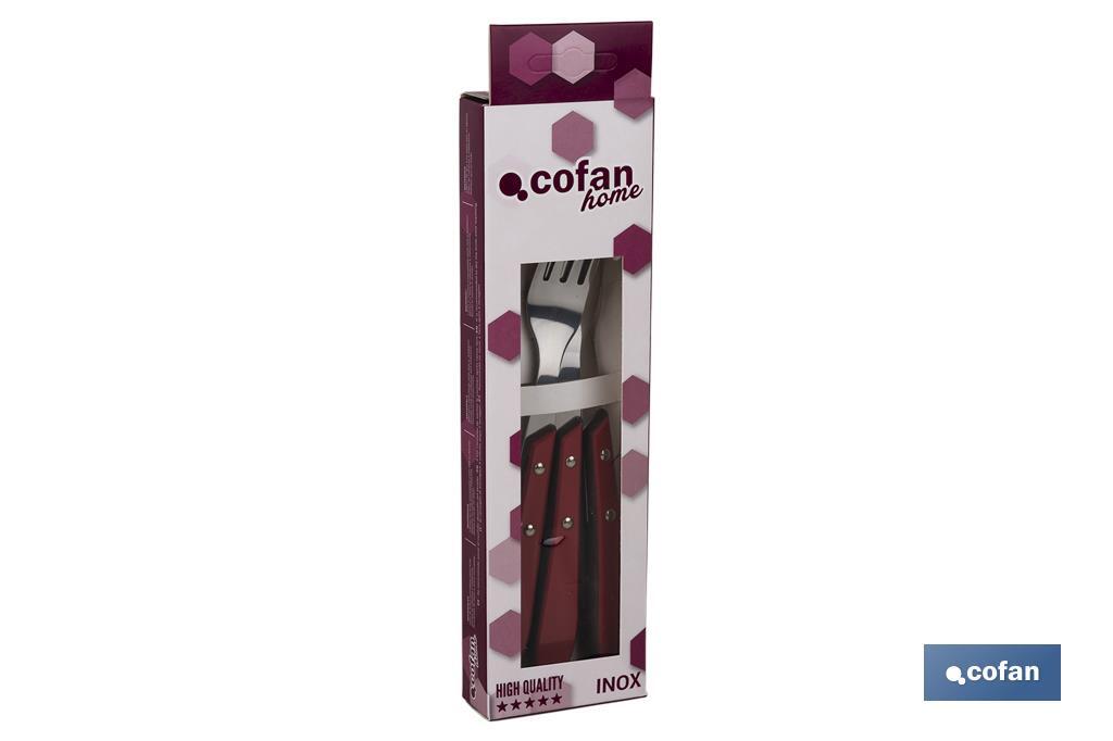 Pack de 3 fourchettes à steak ou de table | Avec 4 dents | En 2 couleurs - Cofan