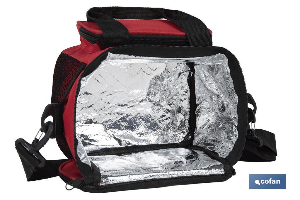 Glacière portable pour aliments | Sac isotherme | Sangle réglable | Couleur : rouge | Dimensions : 23 x 17 x 18 cm - Cofan