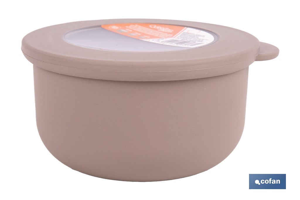 Set of 3 round food containers with lid | Capacity: 100 ml, 250 ml, 500 ml | Material: PP + TPE | Assorted colours: grey, brown or white - Cofan