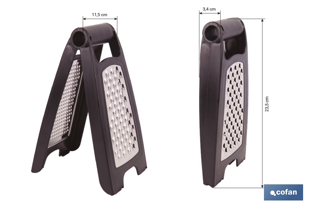 Double-sided folding grater: fine and coarse grating | Non-slip base | Assorted colours - Cofan