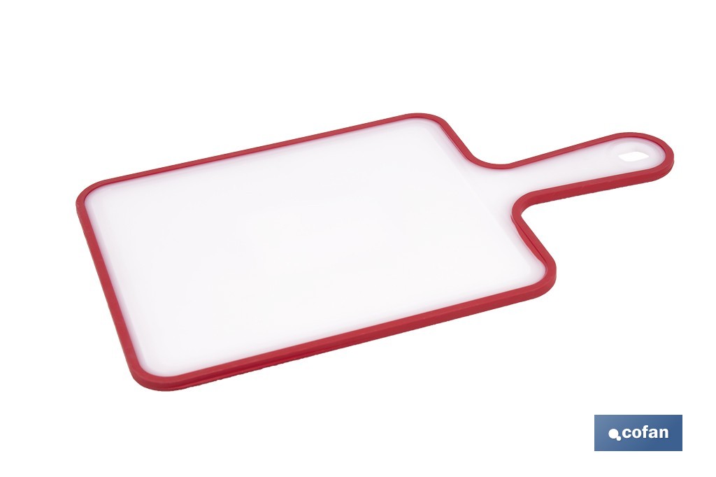 Non-slip chopping board | Materials: PP + TPE | Ergonomic handle | Non-slip and durable board | Colour: white with red edge | Available in different sizes - Cofan