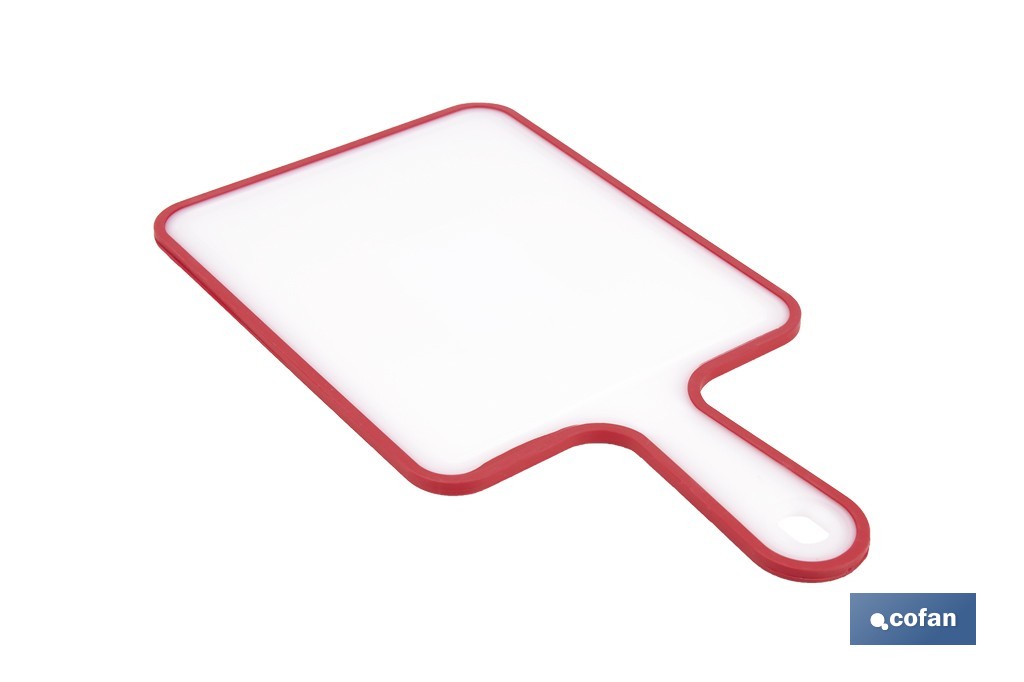 Non-slip chopping board | Materials: PP + TPE | Ergonomic handle | Non-slip and durable board | Colour: white with red edge | Available in different sizes - Cofan