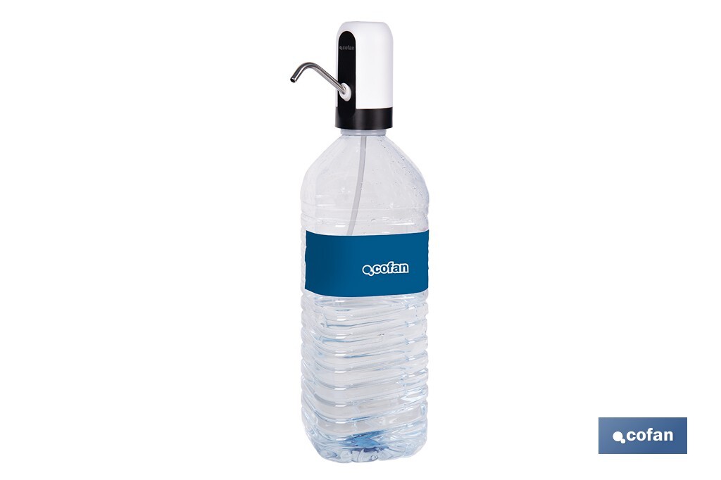 Dispensador de agua eléctrico | Grifo portátil para garrafas de agua | Adaptador universal incluido | Batería recargable de 1200 mAh con conexión USB-C - Cofan