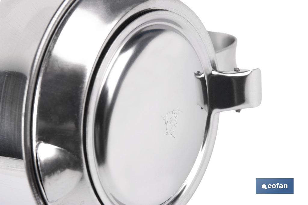 Grasera de acero inoxidable con filtro desmontable | Capacidad: 0,75 l | Disponible con icono para aceite de carne o de pescado - Cofan