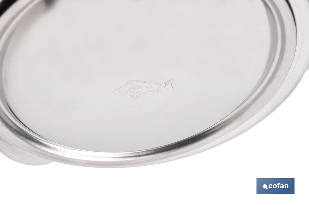 Grasera de acero inoxidable con filtro desmontable | Capacidad: 0,75 l | Disponible con icono para aceite de carne o de pescado - Cofan