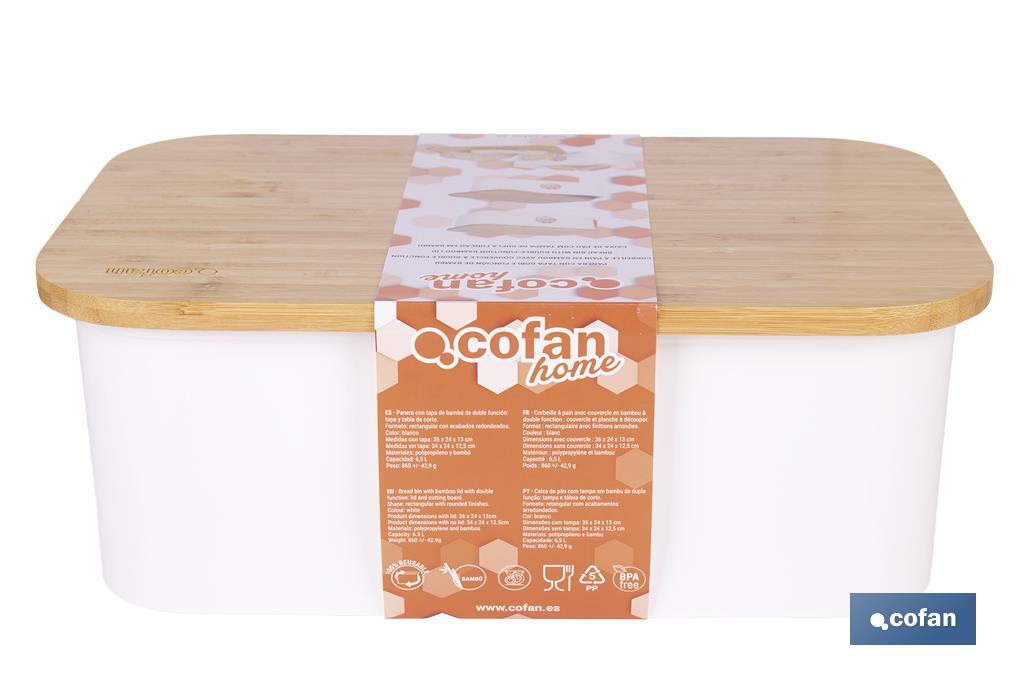Bread bin with bamboo lid | minimalist design | 6.5 l capacity | Perfect for keeping bread fresh | Available in different colours - Cofan