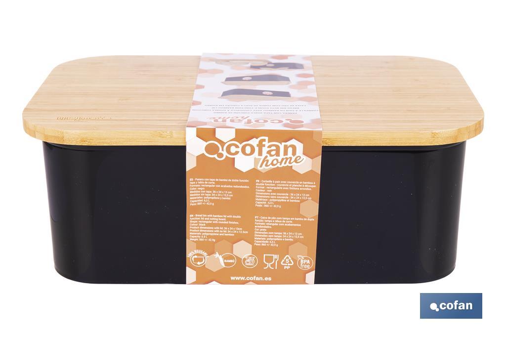Bread bin with bamboo lid | minimalist design | 6.5 l capacity | Perfect for keeping bread fresh | Available in different colours - Cofan
