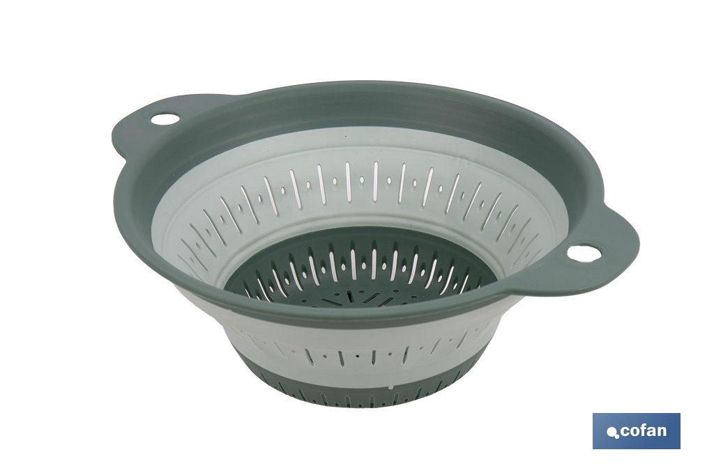 Collapsible colander with handles and capacity of 1.8 litres | Colour: green | Space saving | Ideal for fruit, vegetables and pasta - Cofan