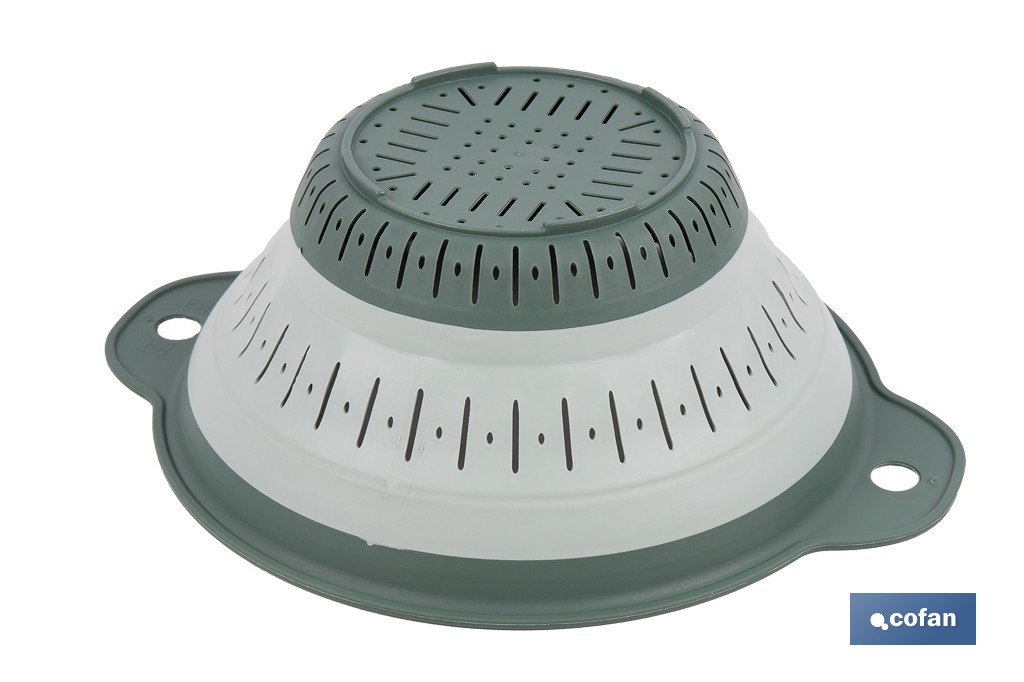 Collapsible colander with handles and capacity of 1.8 litres | Colour: green | Space saving | Ideal for fruit, vegetables and pasta - Cofan
