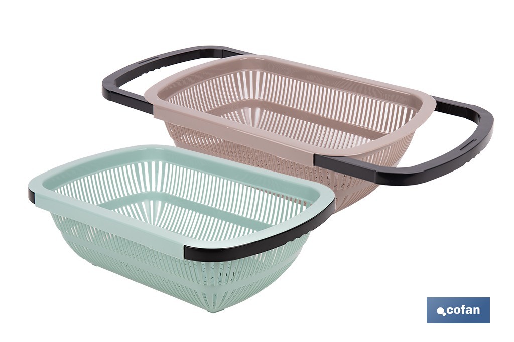 Escurridor rectangular extensible | Lava y escurre alimentos sobre el fregadero | Disponible en diferentes colores - Cofan