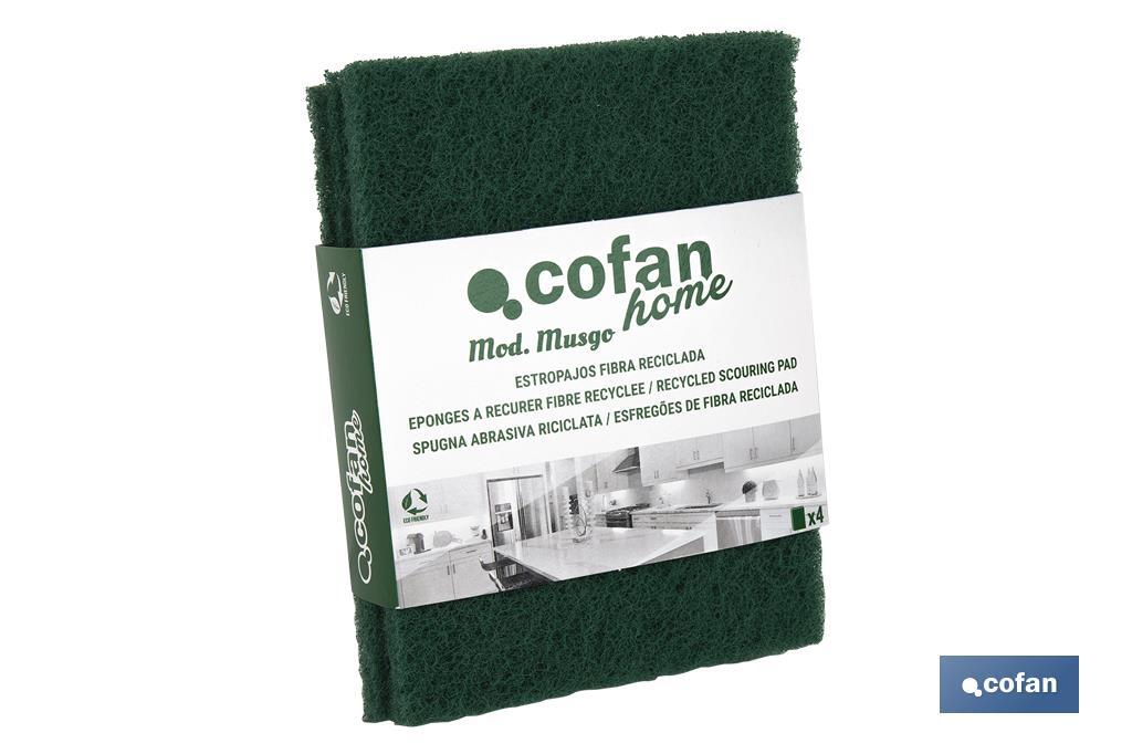 Pack of 4 green scouring pads - Cofan