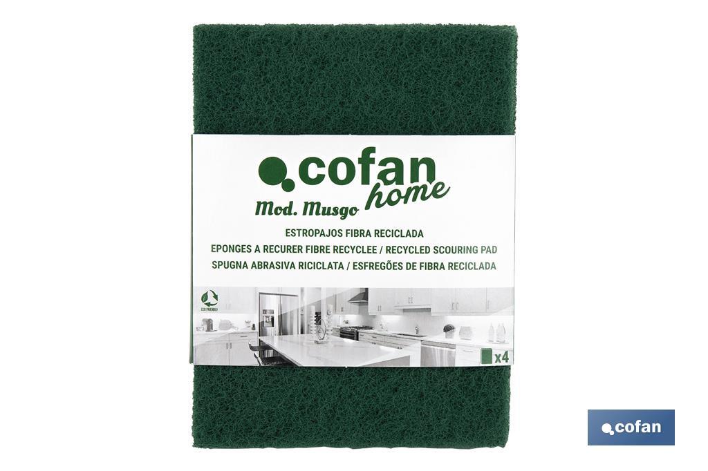 Pack of 4 green scouring pads - Cofan