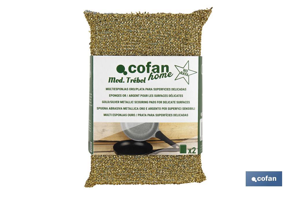 Pack de 2 multi esponjas em cor ouro e prata - Cofan