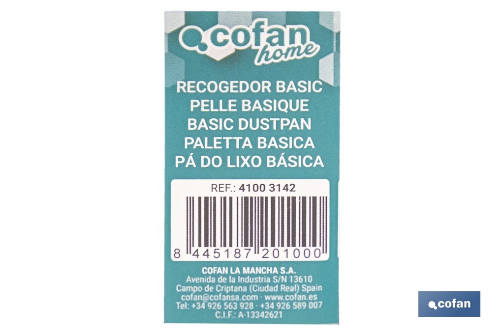 Recogedor básico con palo y sistema antivuelco | Fabricado en polipropileno 100% reciclado - Cofan