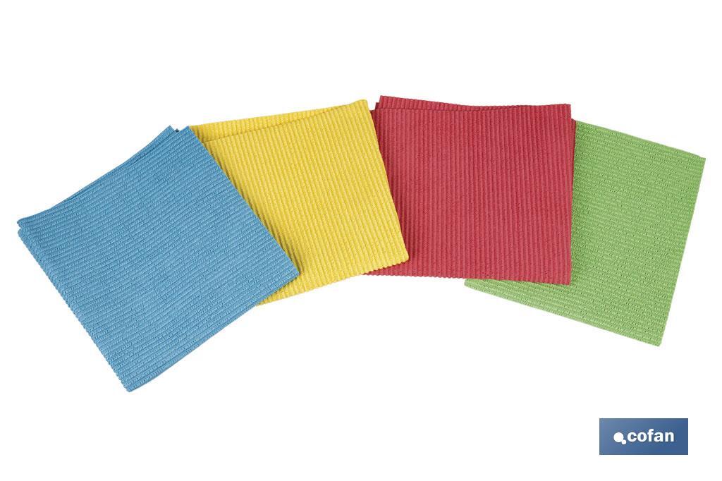 Pack de 4 bayetas de microfibra antibacterianas | Alta calidad y versatilidad | Máxima absorción | Medidas: 38 x 35 cm - Cofan