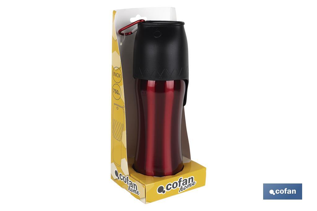 Bouteille portable pour chiens | Capacité pour 750 ml | Couleur Cerise - Cofan