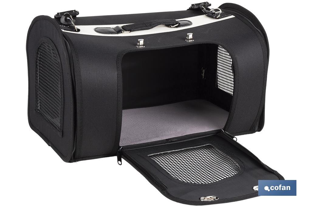 Bolsa de transporte para animais de estimação | Medidas: 43 x 25 x 29 cm | Cor Negro e Prata - Cofan