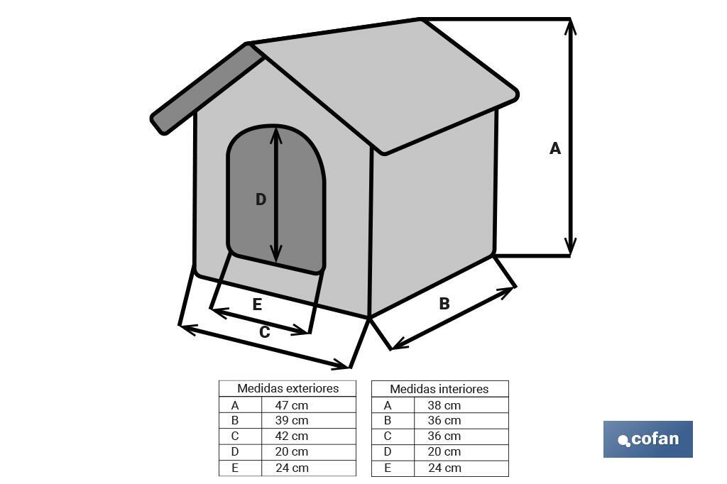 Casetta di stoffa per animali domestici | Casa portabile e lavabile | Dimensioni esterne: 42 x 40 x 40 cm - Cofan