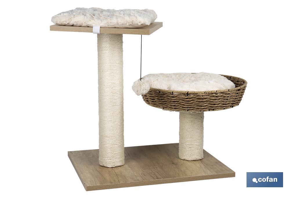 Cat scratcher with toy | Beige | Size: 48 x 39 x 51cm - Cofan