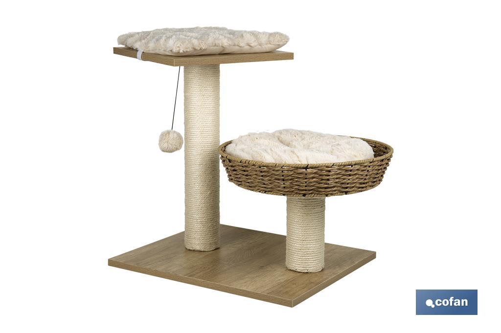 Cat scratcher with toy | Beige | Size: 48 x 39 x 51cm - Cofan