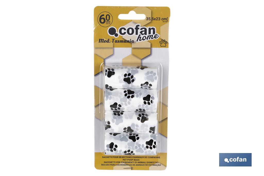 Dog poop bags | 4 rolls wit 15 sheets | Size: 35.5 x 23cm - Cofan