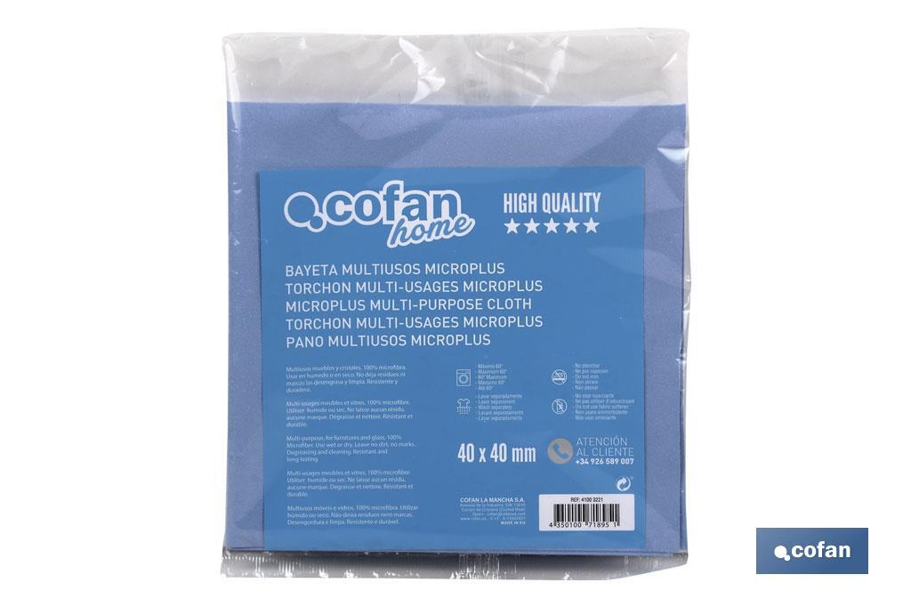 Chiffon Microplus | Multi-usages | Couleur Bleue | Idéal pour les surfaces délicates - Cofan