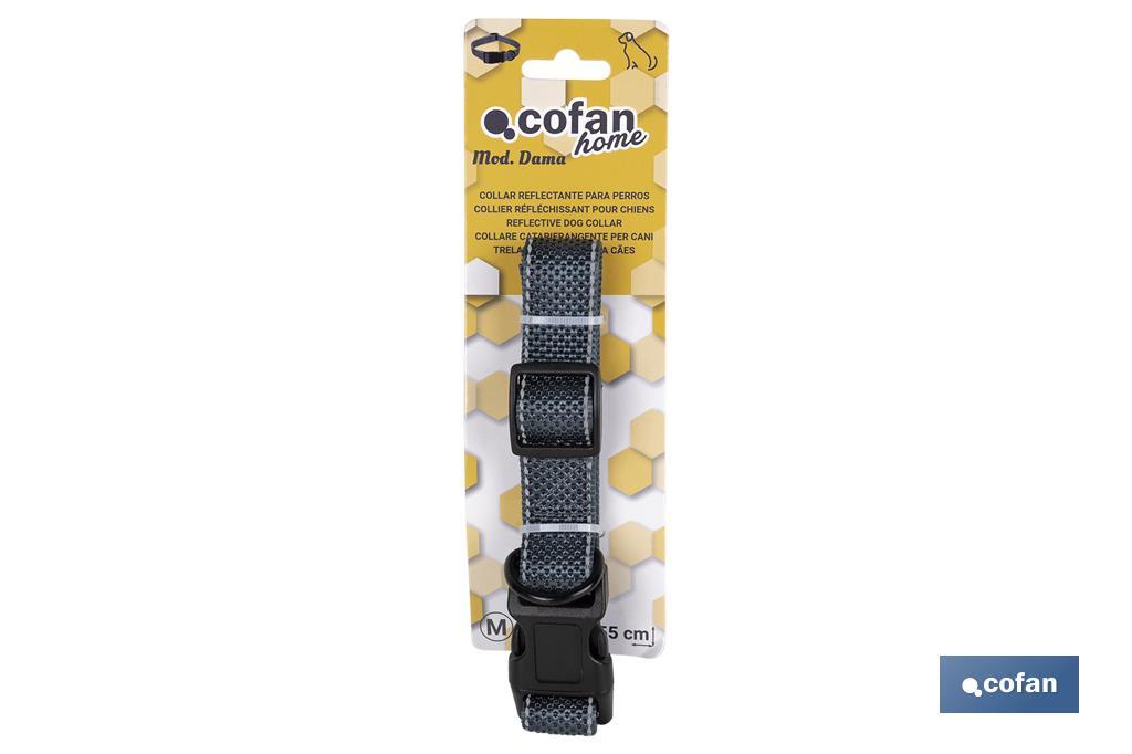 Reflective dog collar | Colour: grey | Available in various sizes - Cofan