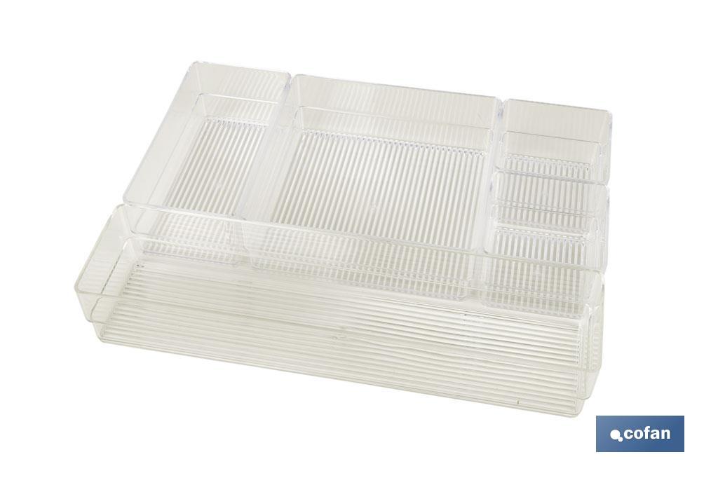 Set di organizer da 5 pezzi | Dimensioni: 30 x 23 x 8 cm | Trasparente | Vendita unitaria - Cofan