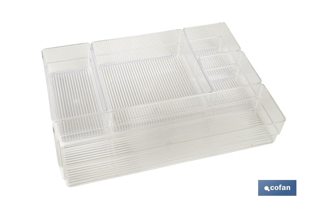 Set di organizer da 5 pezzi | Dimensioni: 30 x 23 x 8 cm | Trasparente | Vendita unitaria - Cofan