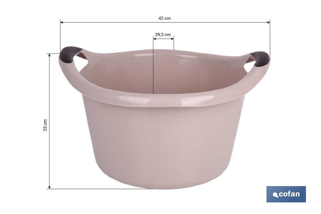 Bacinella rotonda | Con manici | Capacità: 15 L | Bacinella multiuso e versatile - Cofan