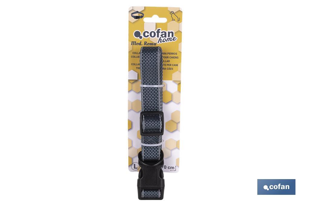 Reflective dog collar | Colour: grey | Available in various sizes - Cofan