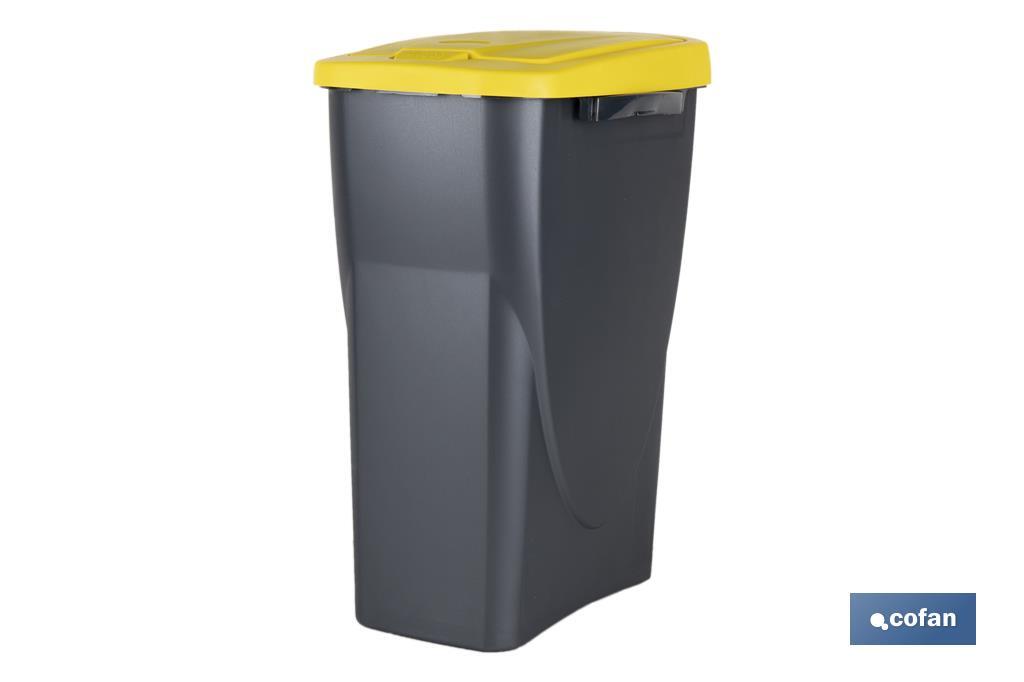 Yellow recycling bin | Suitable for recycling plastics and packaging materials | Available in three different capacities and sizes - Cofan