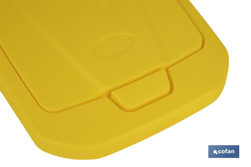 Yellow recycling bin | Suitable for recycling plastics and packaging materials | Available in three different capacities and sizes - Cofan