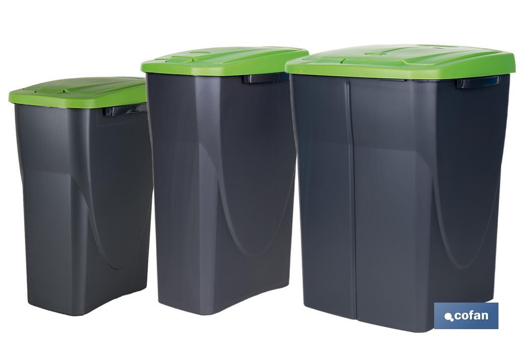 Poubelle verte pour recycler les matériaux en verre | Trois dimensions et capacités différentes - Cofan