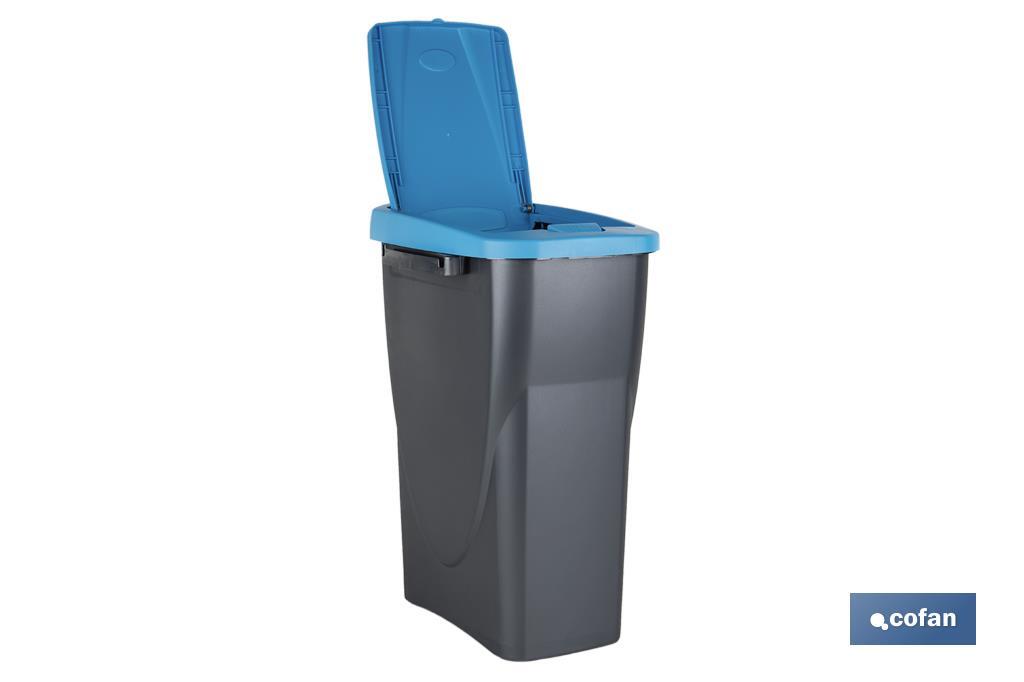 Cubo de basura azul para reciclar materiales de papel y cartón | Tres medidas y capacidades diferentes - Cofan